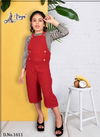 Red Colour Latest Designer Fancy Western Type Dangri Mati Stretchable Lycra Children Wear Collcetion 1611